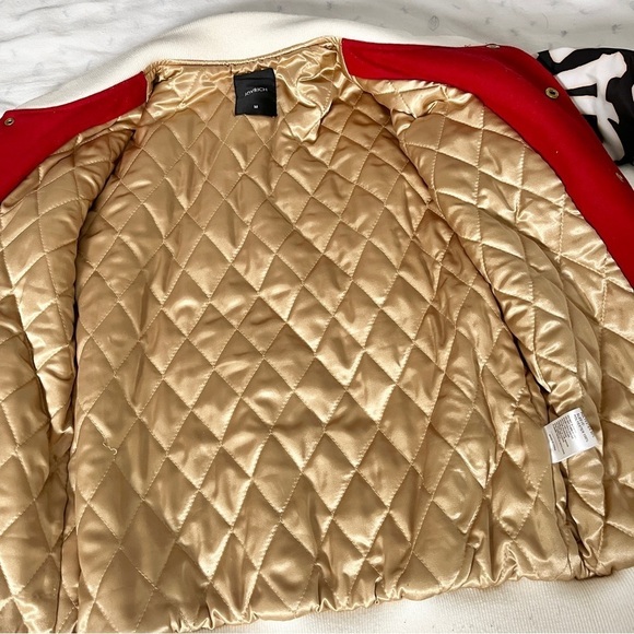 Joyrich Retro Y2K 90s Graffiti Wool Blend Varsity Letterman Red Bomber Jacket, M - Picture 10 of 16